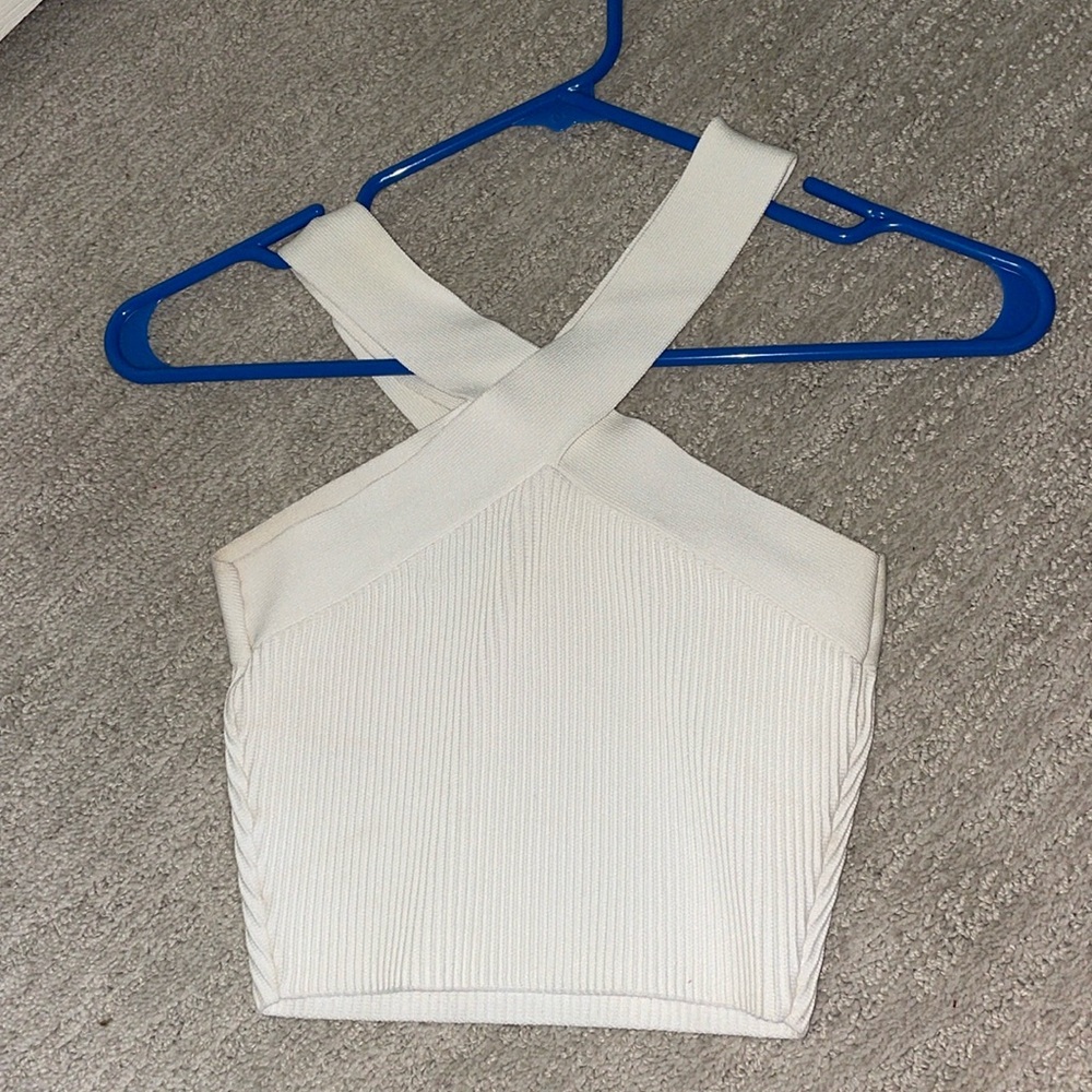 Aritzia criss cross white crop tank